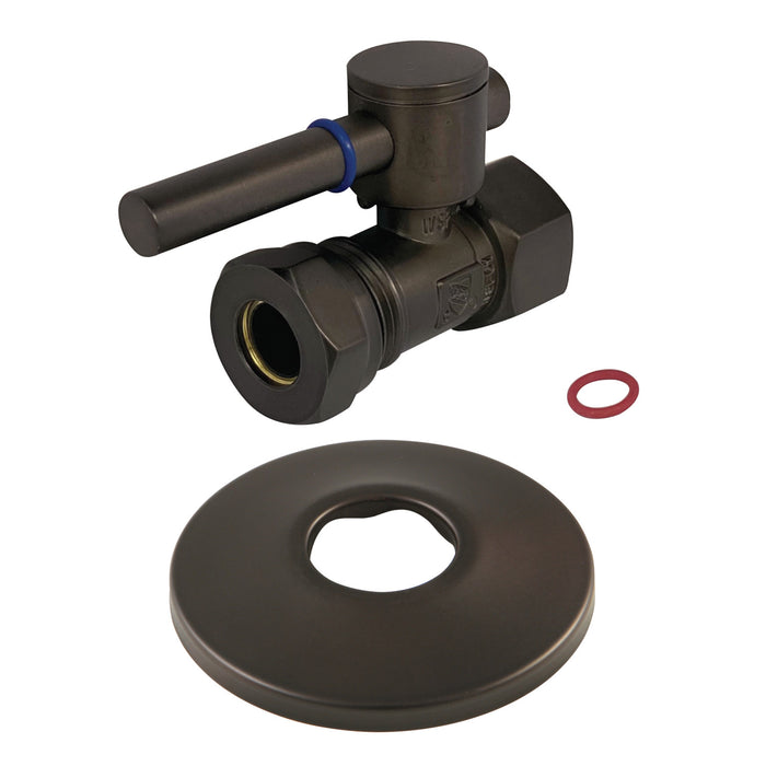Kingston Sona CC44155DLK 1/2-Inch FIP x 1/2-Inch or 7/16-Inch Slip Joint Quarter-Turn Straight Shut-Off Valve with Flange, Oil Rubbed Bronze