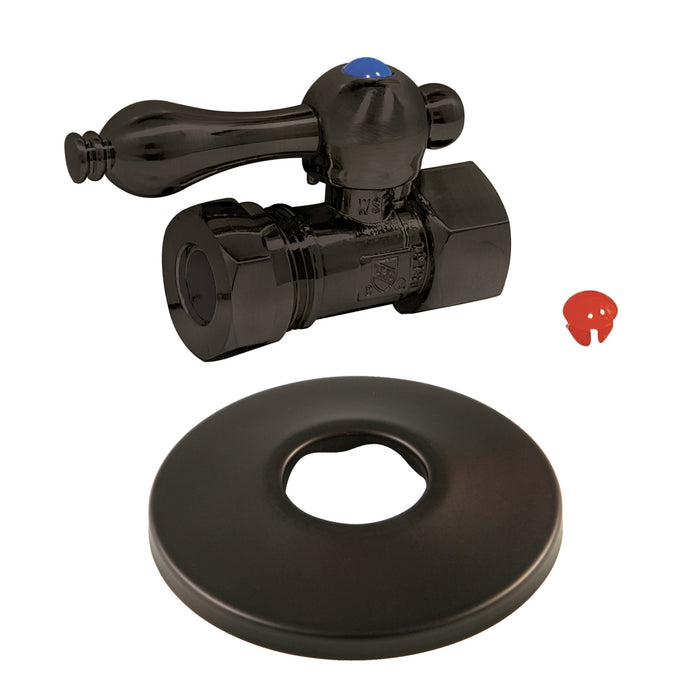 Kingston Heirloom CC44155K - Vintage 1/2-Inch FIP x 1/2-Inch or 7/16-Inch Slip Joint Quarter-Turn Straight Shut-Off Valve with Flange, Oil Rubbed Bronze