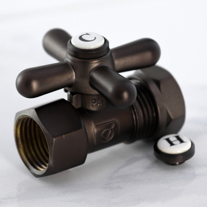 Kingston Heirloom CC44155X - Vintage 1/2-Inch FIP x 1/2-Inch or 7/16-Inch Slip Joint Quarter-Turn Straight Shut-Off Valve, Oil Rubbed Bronze