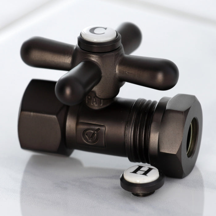 Kingston Heirloom CC44155X - Vintage 1/2-Inch FIP x 1/2-Inch or 7/16-Inch Slip Joint Quarter-Turn Straight Shut-Off Valve, Oil Rubbed Bronze