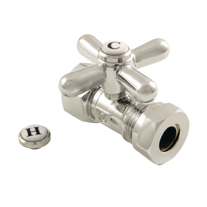 Kingston Heirloom CC44156X - Vintage 1/2-Inch FIP x 1/2-Inch or 7/16-Inch Slip Joint Quarter-Turn Straight Shut-Off Valve, Polished Nickel