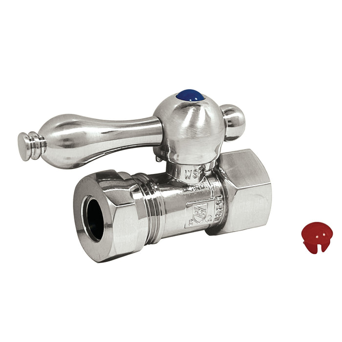 Kingston Heirloom CC44156 - Vintage 1/2-Inch FIP x 1/2-Inch or 7/16-Inch Slip Joint Quarter-Turn Straight Shut-Off Valve, Polished Nickel