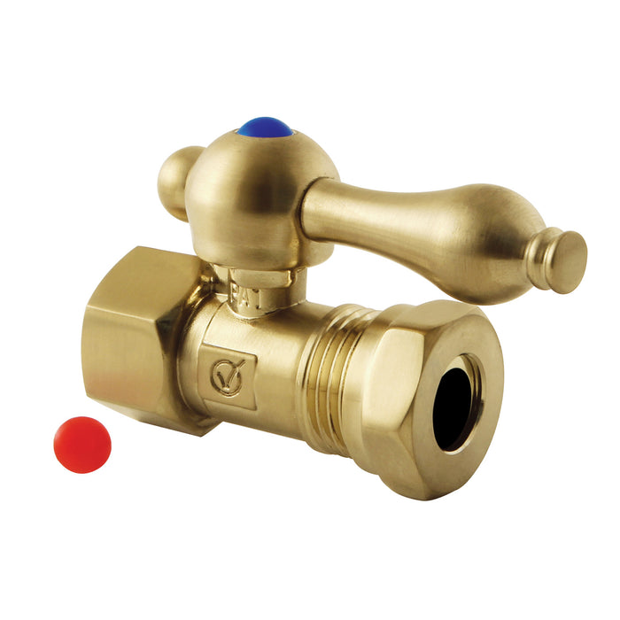 Kingston Heirloom CC44157 - Vintage 1/2-Inch FIP x 1/2-Inch or 7/16-Inch Slip Joint Quarter-Turn Straight Shut-Off Valve, Brushed Brass