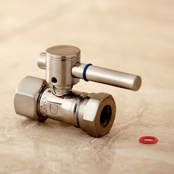 Kingston Sona CC44158DL - Concord 1/2-Inch FIP x 1/2-Inch or 7/16-Inch Slip Joint Quarter-Turn Straight Shut-Off Valve, Brushed Nickel