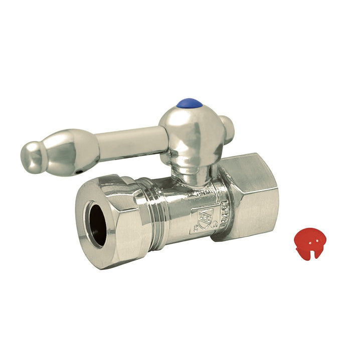Kingston Tulare CC44158KL - Vintage 1/2-Inch FIP x 1/2-Inch or 7/16-Inch Slip Joint Quarter-Turn Straight Shut-Off Valve, Brushed Nickel