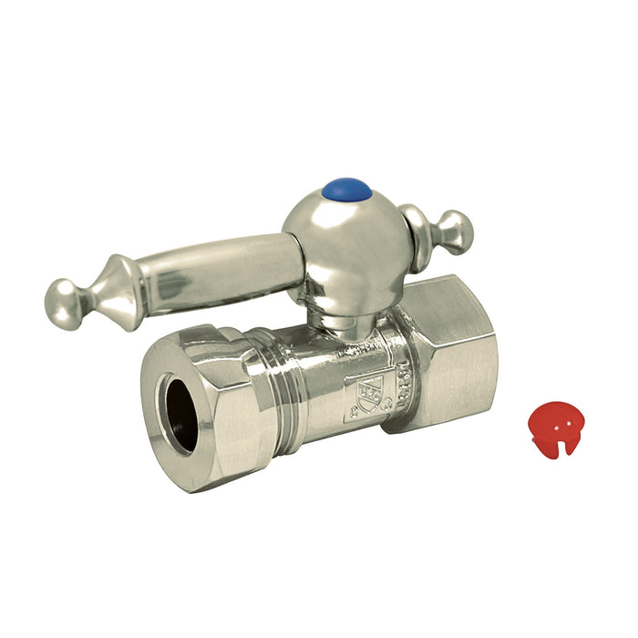 Kingston Tulare CC44158TL - Vintage 1/2-Inch FIP x 1/2-Inch or 7/16-Inch Slip Joint Quarter-Turn Straight Shut-Off Valve, Brushed Nickel