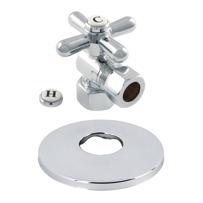 Kingston Heirloom CC44401XK1/2-Inch FIP x 1/2-Inch O.D. Comp Quarter-Turn Angle Shut-Off Valve with Flange, Polished Chrome