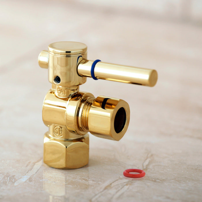 Kingston Sona CC44402DL - Fauceture 1/2-Inch FIP x 1/2-Inch O.D. Comp Quarter-Turn Angle Shut-Off Valve, Polished Brass