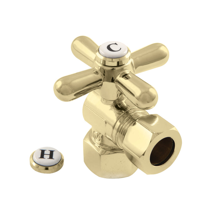 Kingston Heirloom CC44402X - Vintage 1/2-Inch FIP x 1/2-Inch O.D. Comp Quarter-Turn Angle Shut-Off Valve, Polished Brass