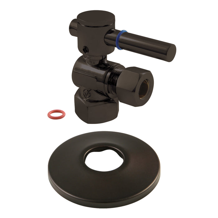 CC44405DLK 1/2-Inch FIP x 1/2-Inch OD Comp Quarter-Turn Angle Stop Valve with Flange, Oil Rubbed Bronze
