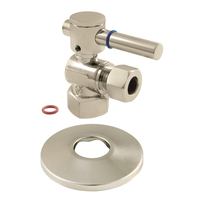Kingston Sona CC44408DLK1/2-Inch FIP x 1/2-Inch O.D. Comp Quarter-Turn Angle Shut-Off Valve with Flange, Brushed Nickel