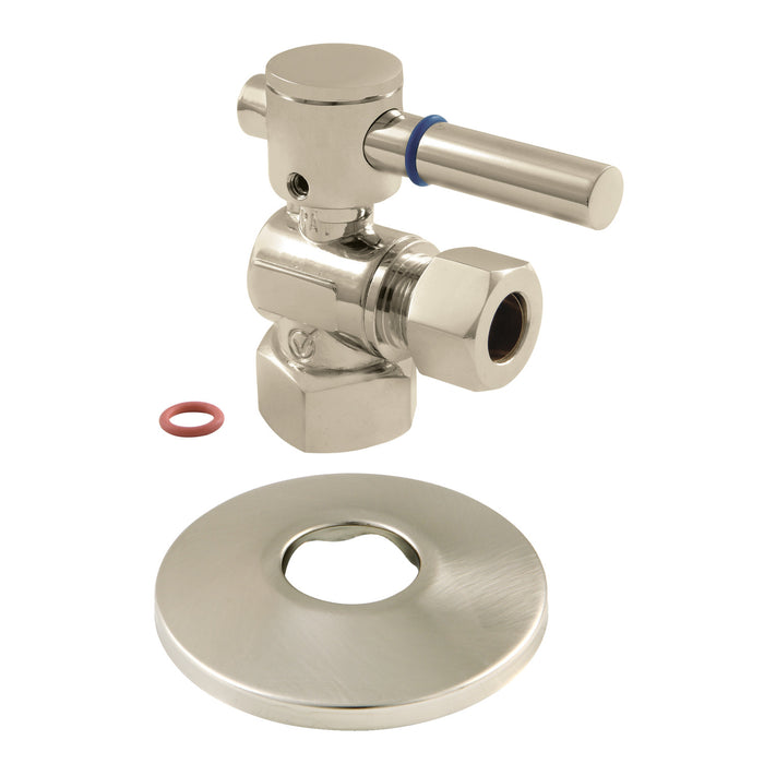 CC44408DLK 1/2-Inch FIP x 1/2-Inch OD Comp Quarter-Turn Angle Stop Valve with Flange, Brushed Nickel