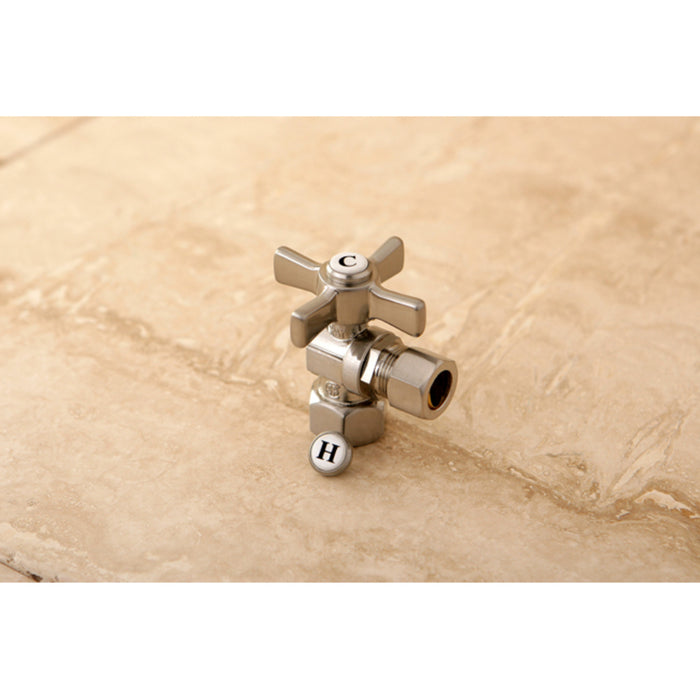 Kingston Tulare CC44408ZX - Millennium 1/2-Inch FIP x 1/2-Inch O.D. Comp Quarter-Turn Angle Shut-Off Valve, Brushed Nickel