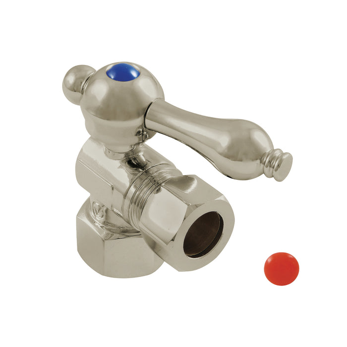 Kingston Heirloom CC44408 - Vintage 1/2-Inch FIP x 1/2-Inch O.D. Comp Quarter-Turn Angle Shut-Off Valve, Brushed Nickel
