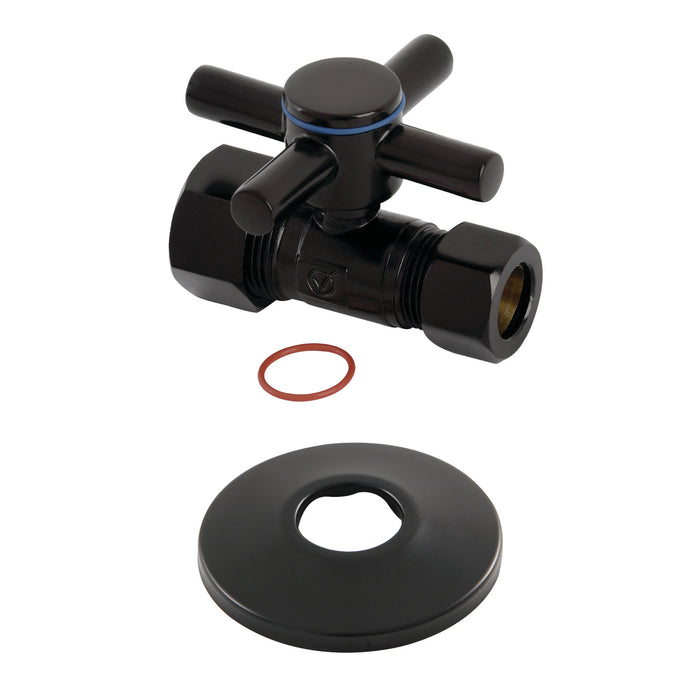 Kingston Sona CC44450DXK - Concord 5/8-Inch O.D. Comp x 1/2-Inch O.D. Comp Quarter-Turn Straight Shut-Off Valve with Flange, Matte Black
