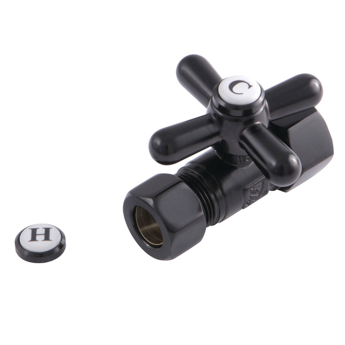 Kingston Heirloom CC44450X - Vintage 5/8-Inch O.D. Comp x 1/2-Inch O.D. Comp Quarter-Turn Straight Shut-Off Valve, Matte Black