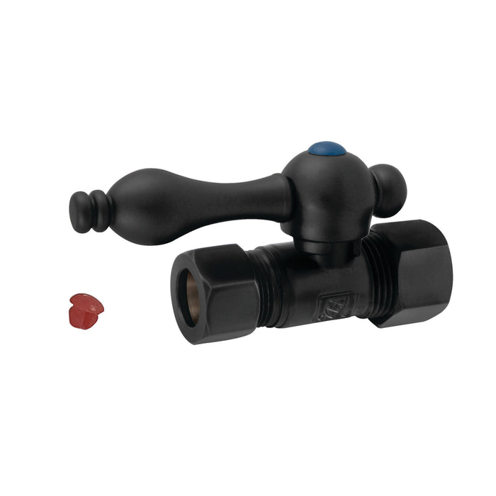 Kingston Heirloom CC44450 - Vintage 5/8-Inch O.D. Comp x 1/2-Inch O.D. Comp Quarter-Turn Straight Shut-Off Valve, Matte Black