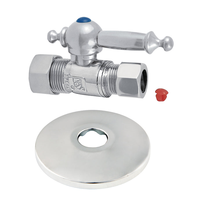 Kingston Tulare CC44451TLK 5/8-Inch O.D. Comp x 1/2-Inch O.D. Comp Quarter-Turn Straight Shut-Off Valve with Flange, Polished Chrome