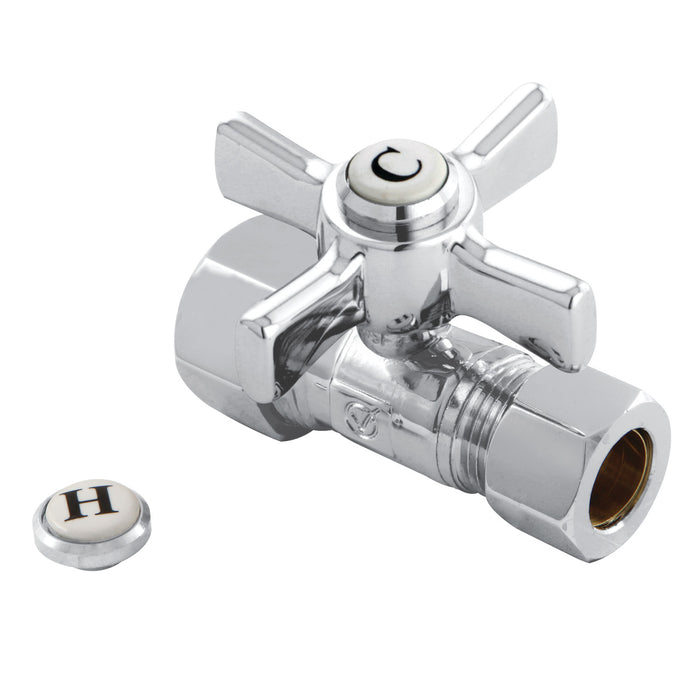 Kingston Tulare CC44451ZX - Millennium 5/8-Inch O.D. Comp x 1/2-Inch O.D. Comp Quarter-Turn Straight Shut-Off Valve, Polished Chrome
