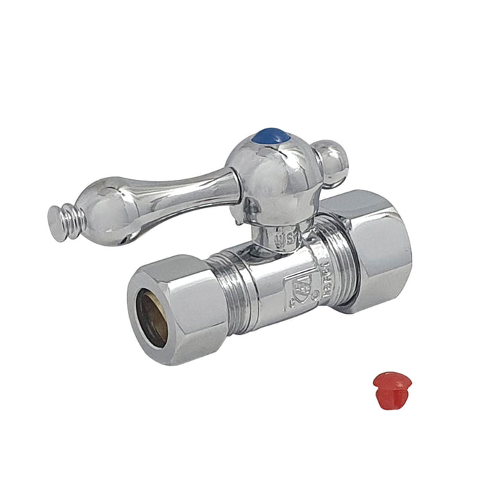 Kingston Heirloom CC44451 - Vintage 5/8-Inch O.D. Comp x 1/2-Inch O.D. Comp Quarter-Turn Straight Shut-Off Valve, Polished Chrome