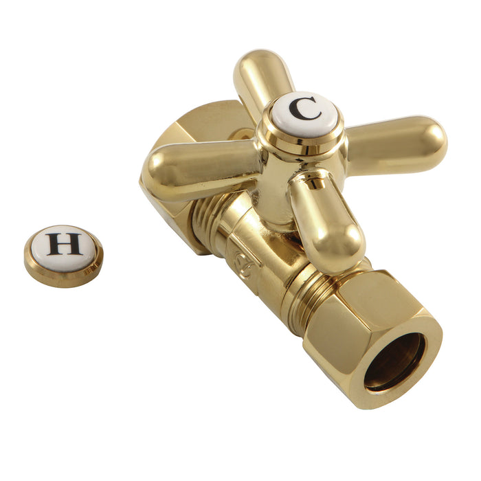 Kingston Heirloom CC44452X - Vintage 5/8-Inch O.D. Comp x 1/2-Inch O.D. Comp Quarter-Turn Straight Shut-Off Valve, Polished Brass