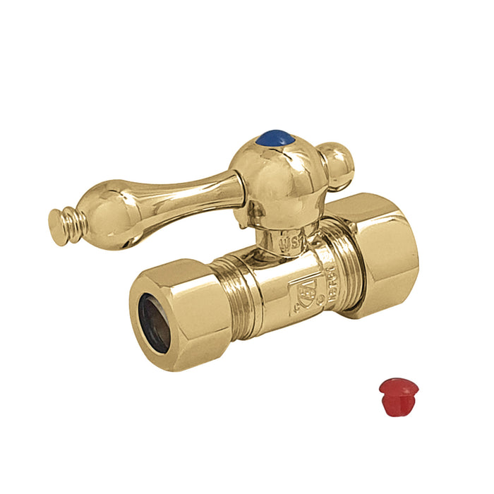 Kingston Heirloom CC44452 - Vintage 5/8-Inch O.D. Comp x 1/2-Inch O.D. Comp Quarter-Turn Straight Shut-Off Valve, Polished Brass