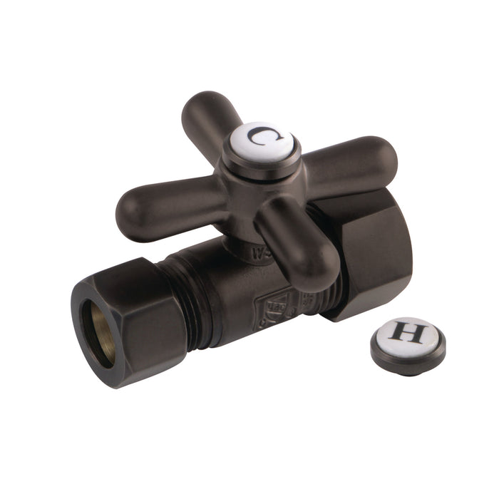 Kingston Heirloom CC44455X - Vintage 5/8-Inch O.D. Comp x 1/2-Inch O.D. Comp Quarter-Turn Straight Shut-Off Valve, Oil Rubbed Bronze
