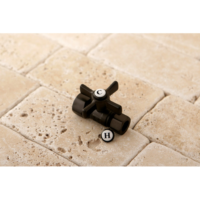 Kingston Tulare CC44455ZX - Millennium 5/8-Inch O.D. Comp x 1/2-Inch O.D. Comp Quarter-Turn Straight Shut-Off Valve, Oil Rubbed Bronze