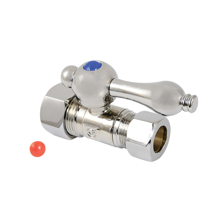 Kingston Heirloom CC44456 - Vintage 5/8-Inch O.D. Comp x 1/2-Inch O.D. Comp Quarter-Turn Straight Shut-Off Valve, Polished Nickel