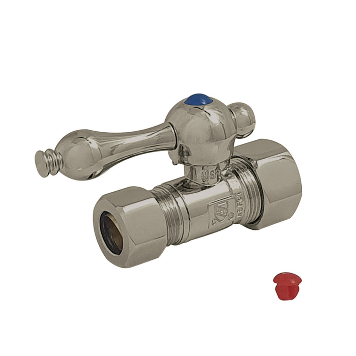 Kingston Heirloom CC44458 - Vintage 5/8-Inch O.D. Comp x 1/2-Inch O.D. Comp Quarter-Turn Straight Shut-Off Valve, Brushed Nickel