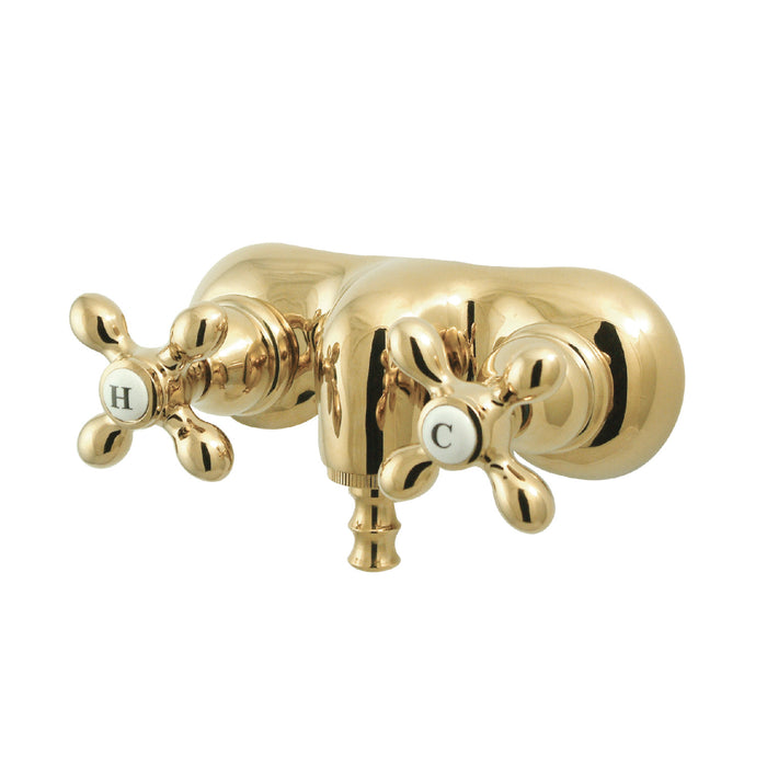 Kingston Heirloom CC47T2 - Vintage Two-Handle 2-Hole Tub Wall Mount Clawfoot Tub Faucet, Polished Brass