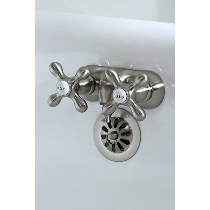 Kingston Heirloom CC47T8 - Vintage Two-Handle 2-Hole Tub Wall Mount Clawfoot Tub Faucet, Brushed Nickel