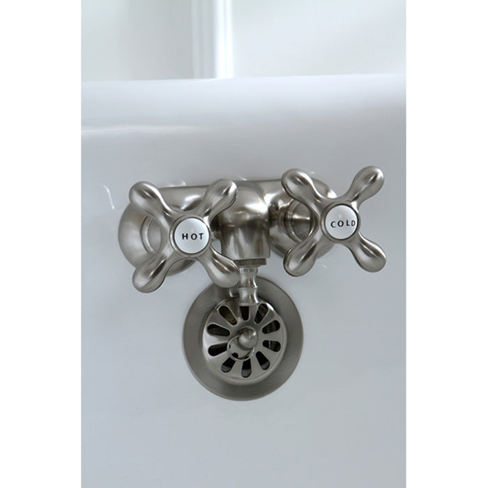 Kingston Heirloom CC47T8 - Vintage Two-Handle 2-Hole Tub Wall Mount Clawfoot Tub Faucet, Brushed Nickel