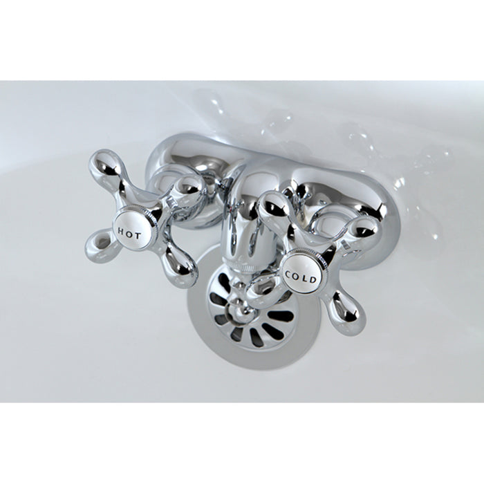 Kingston Heirloom CC48T1 - Vintage Two-Handle 2-Hole Tub Wall Mount Clawfoot Tub Faucet, Polished Chrome