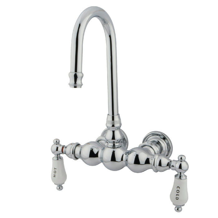 Kingston Heirloom CC4T1 - Vintage Two-Handle 2-Hole Tub Wall Mount Clawfoot Tub Faucet, Polished Chrome