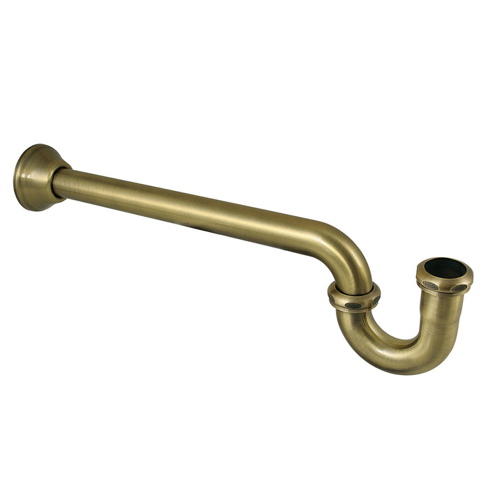 Kingston Vintage CC5243 1-1/4 (or 1-1/2) x 1-1/2 Inch Decor P-Trap with Bell Flange, 19 Inch Length, 18 Gauge, Antique Brass