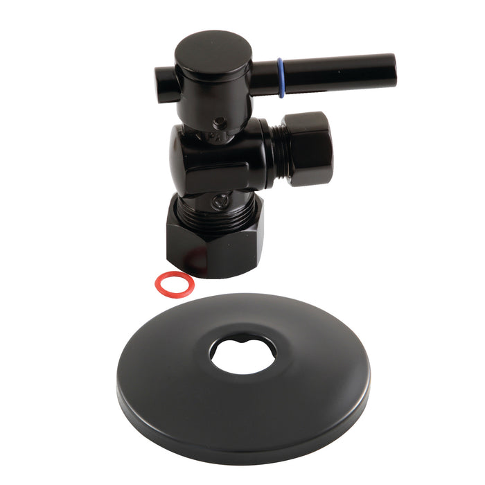 Kingston Sona CC53300DLK 5/8-Inch O.D. Comp x 3/8-Inch O.D. Comp Quarter-Turn Angle Shut-Off Valve with Flange, Matte Black