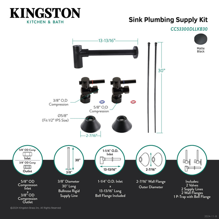 Kingston Sona CC53300DLLKB30 - Trimscape Modern Plumbing Sink Trim Kit with Bottle Trap, Matte Black