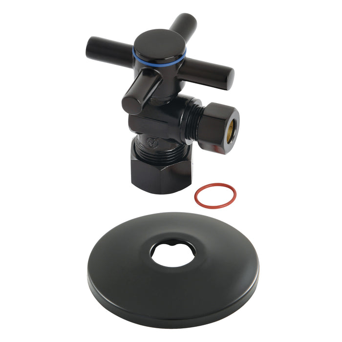 Kingston Sona CC53300DXK 5/8-Inch O.D. Comp x 3/8-Inch O.D. Comp Quarter-Turn Angle Shut-Off Valve with Flange, Matte Black