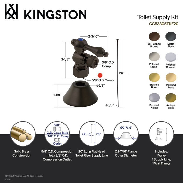 Kingston Heirloom CC53300TKF20 - Trimscape Traditional Plumbing Toilet Trim Kit, Matte Black