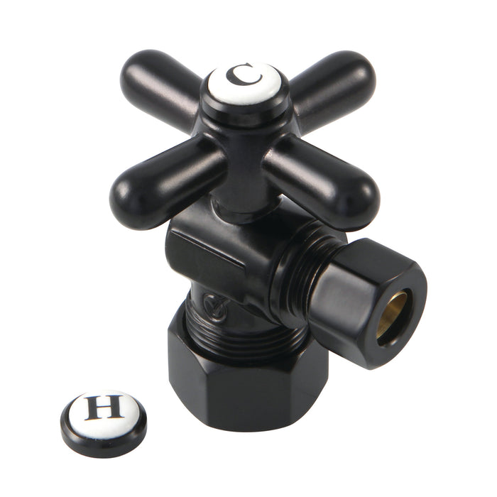 Kingston Heirloom CC53300X - Vintage 5/8-Inch O.D. Comp x 3/8-Inch O.D. Comp Quarter-Turn Angle Shut-Off Valve, Matte Black