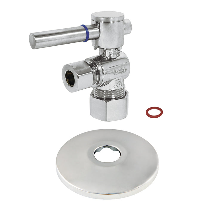 Kingston Sona CC53301DLK 5/8-Inch O.D. Comp x 3/8-Inch O.D. Comp Quarter-Turn Angle Shut-Off Valve with Flange, Polished Chrome