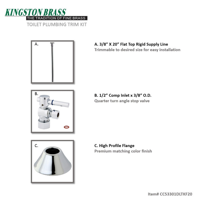 Trimscape CC53301DLTKF20 Contemporary Plumbing Toilet Trim Kit, Polished Chrome