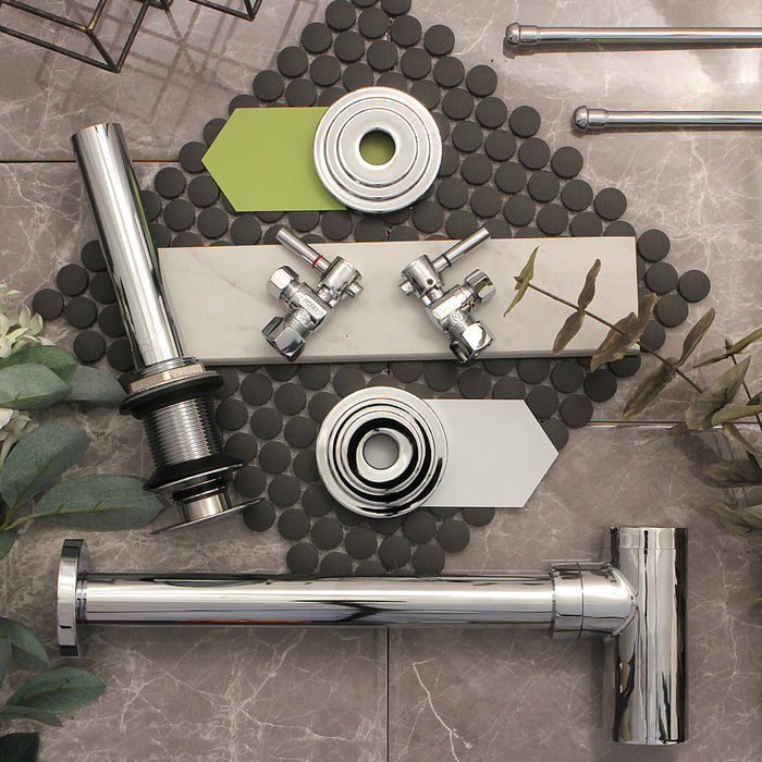 Trimscape CC53301DLTRMK1 Modern Plumbing Sink Trim Kit with Bottle Trap and Drain (No Overflow), Polished Chrome