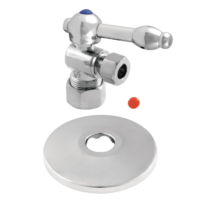 Kingston Tulare CC53301KLK 5/8-Inch O.D. Comp x 3/8-Inch O.D. Comp Quarter-Turn Angle Shut-Off Valve with Flange, Polished Chrome