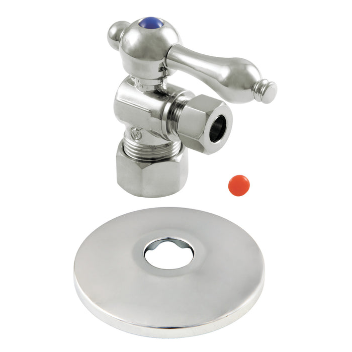 Kingston Heirloom CC53301K - Vintage 5/8-Inch O.D. Comp x 3/8-Inch O.D. Comp Quarter-Turn Angle Shut-Off Valve with Flange, Polished Chrome