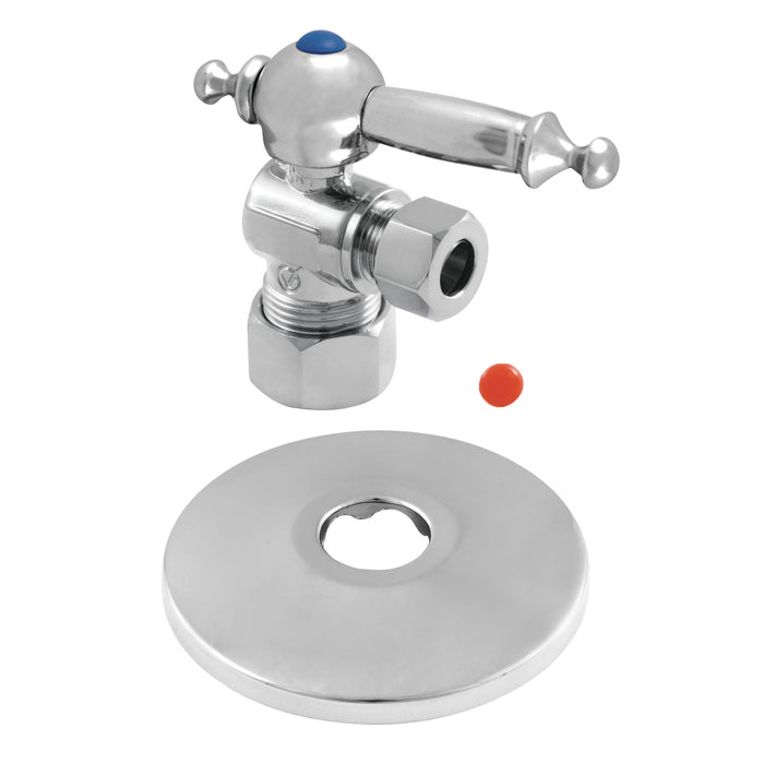 Kingston Tulare CC53301TLK 5/8-Inch O.D. Comp x 3/8-Inch O.D. Comp Quarter-Turn Angle Shut-Off Valve with Flange, Polished Chrome