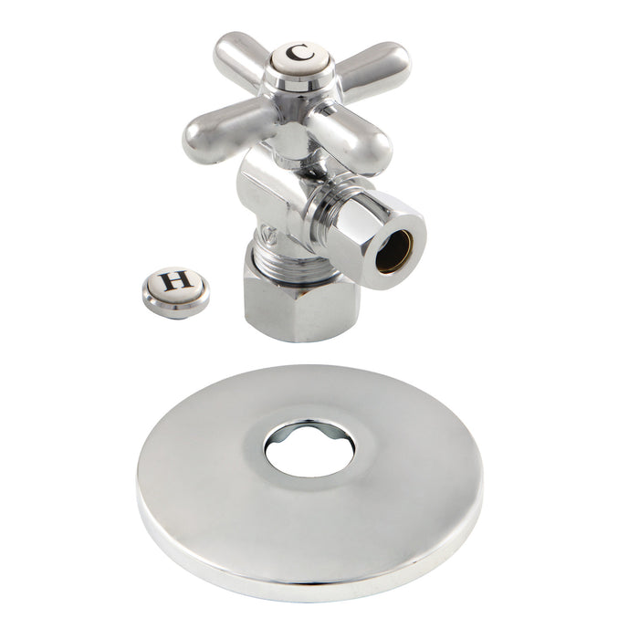 Kingston Heirloom CC53301XK5/8-Inch O.D. Comp x 3/8-Inch O.D. Comp Quarter-Turn Angle Shut-Off Valve with Flange, Polished Chrome