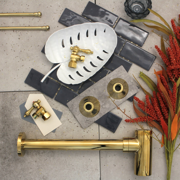 Kingston Sona CC53302DLLKB30 - Trimscape Modern Plumbing Sink Trim Kit with Bottle Trap, Polished Brass