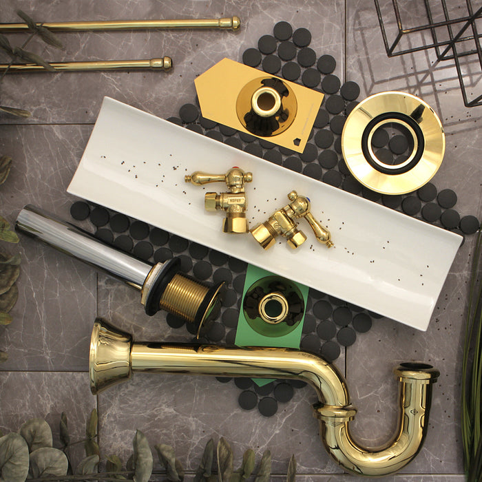 Kingston Heirloom CC53302VKB30 - Trimscape Traditional Plumbing Sink Trim Kit with P-Trap and Drain, Polished Brass